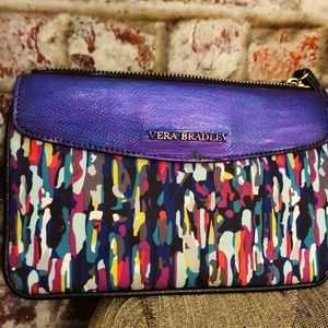 Vera Bradley Paint Splash Multi Color Leather Wallet Wristlet
